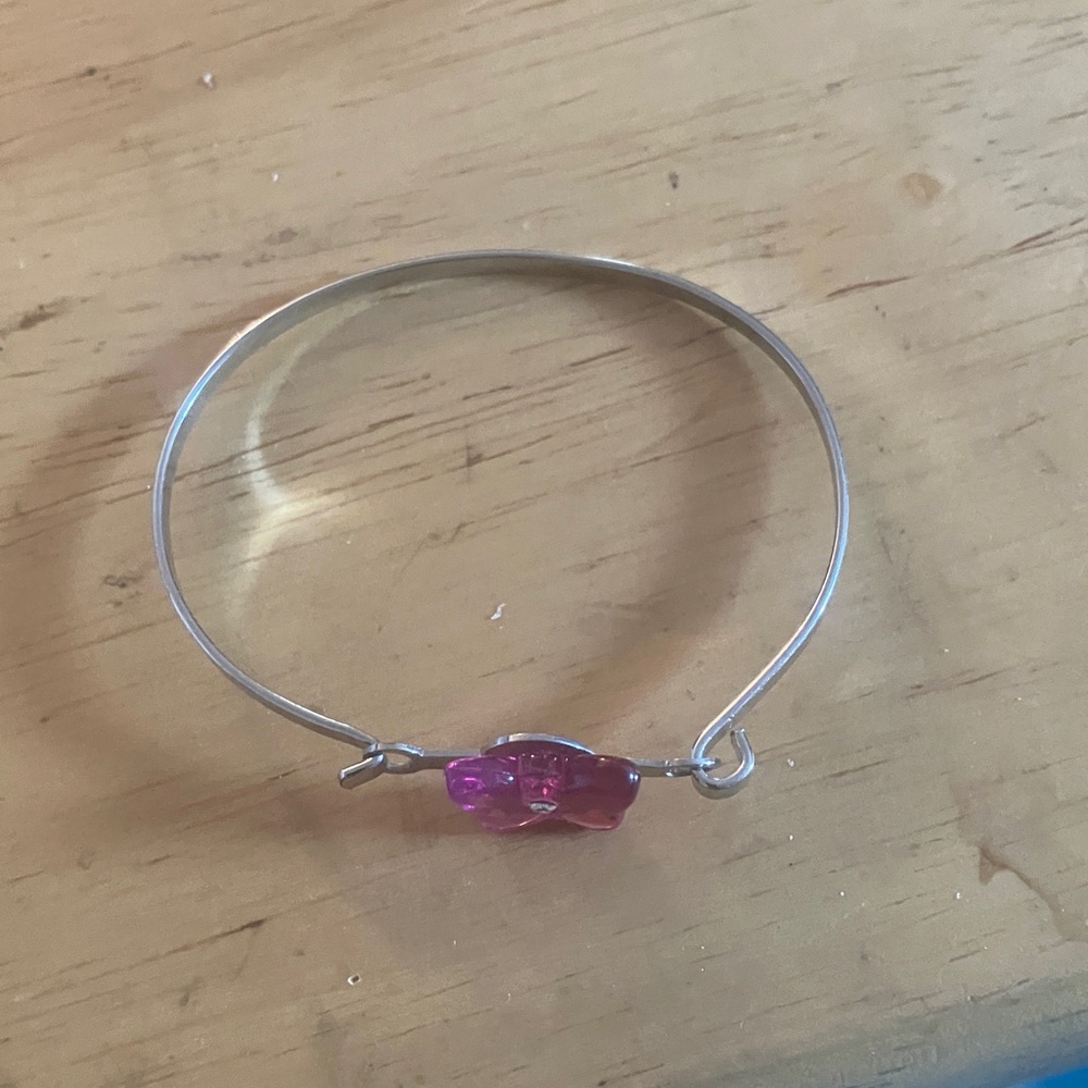 Children’s elegant Silver Bracelet with Pink butterfly